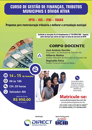 Curso de Finanças, Tributos Municipais e Dívida Ativa
