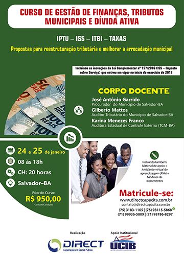 Curso de Finanças, Tributos Municipais e Dívida Ativa
