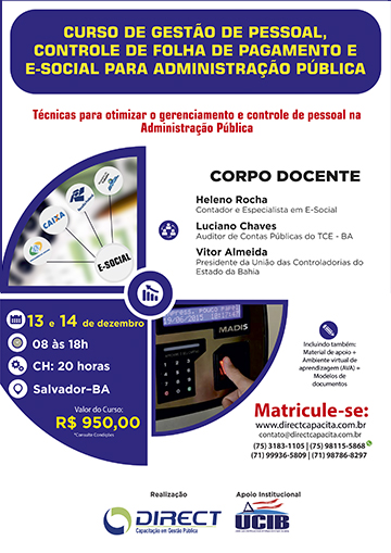 Curso de Gestão de Pessoal, Controle de Folha de Pagamento e E-Social para Administração Pública
