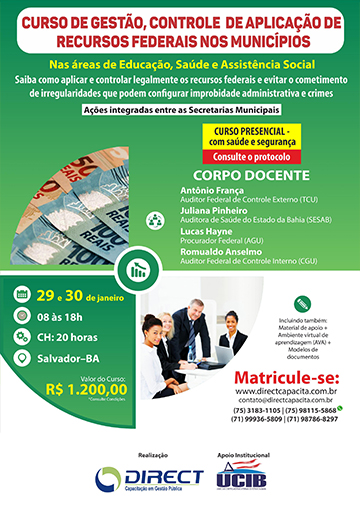 Curso de Gestão, Controle de Aplicação de Recursos Federais nos Municípios
