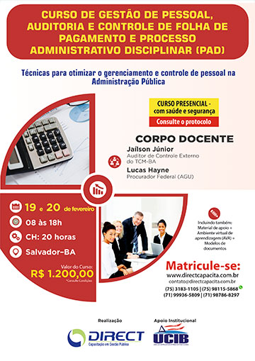 Curso de Gestão de Pessoal, Auditoria e Controle de Folha de Pagamento e Processo Administrativo Disciplinar (PAD)
