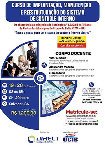 Curso de Implantação, Manutenção e Reestruturação do Sistema de Controle Interno
